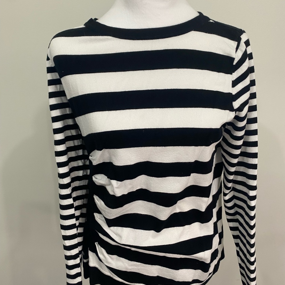 Belldini Black and White Striped Long Sleeve Top SZ CL
